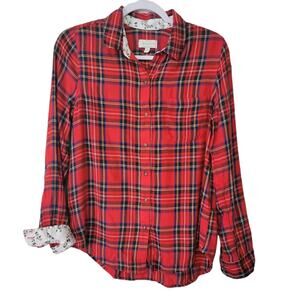 Lucky Brand Small Red Plaid Flannel Button Up